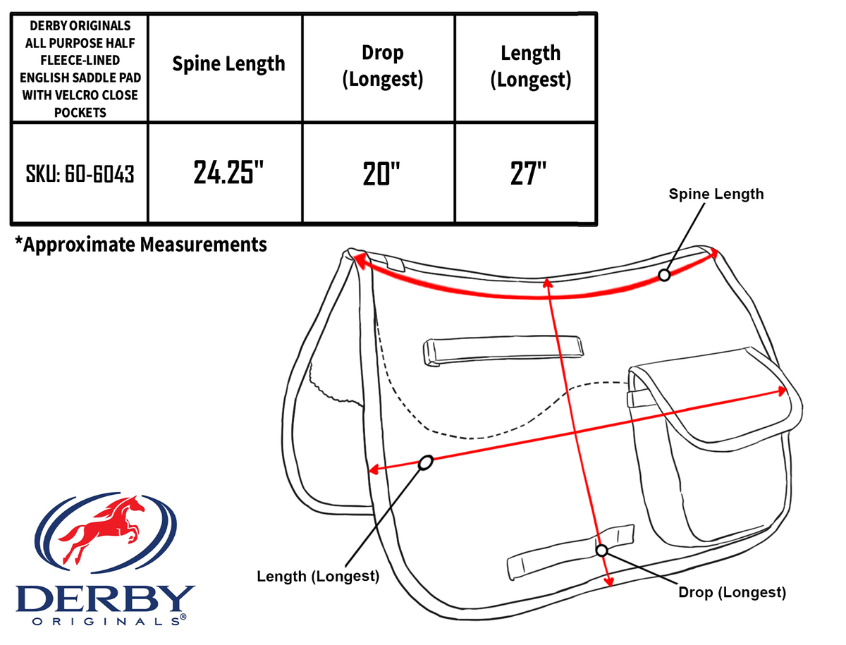 All Purpose English Saddle Pad with Pockets