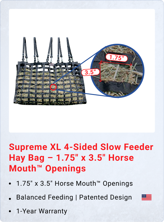 XL 4 Sided Slow Feeder Hay Bag, 1.75 x 3.5 in Openings