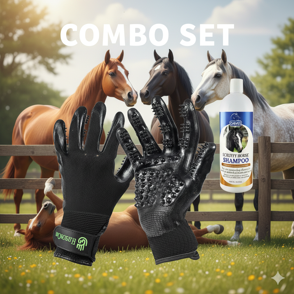 Davis Scruffy Horse Shampoo and HandsOn Gloves Bath Kit