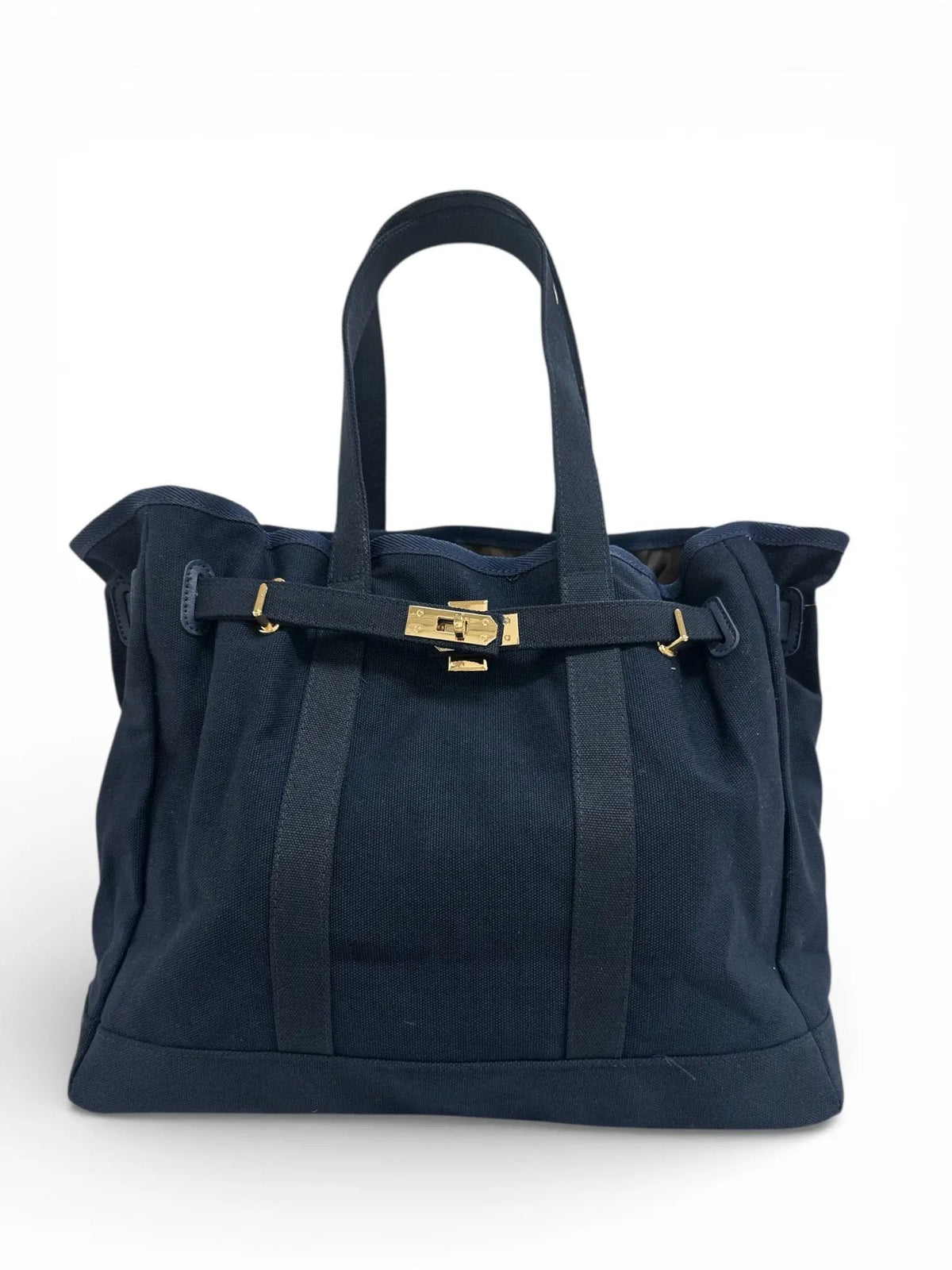 Canvas Barn Tote with Gold Hardware, Navy