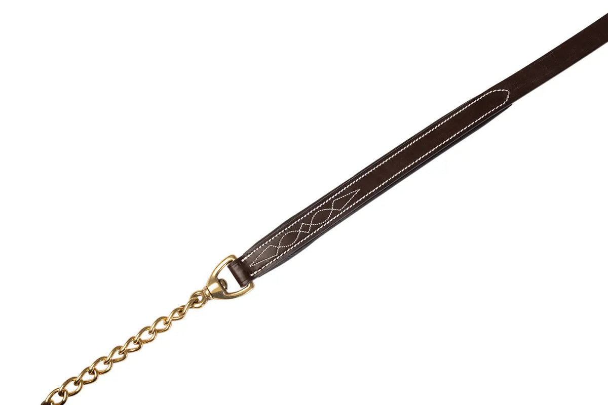 Huntley Equestrian English Leather Lead with Brass Chain