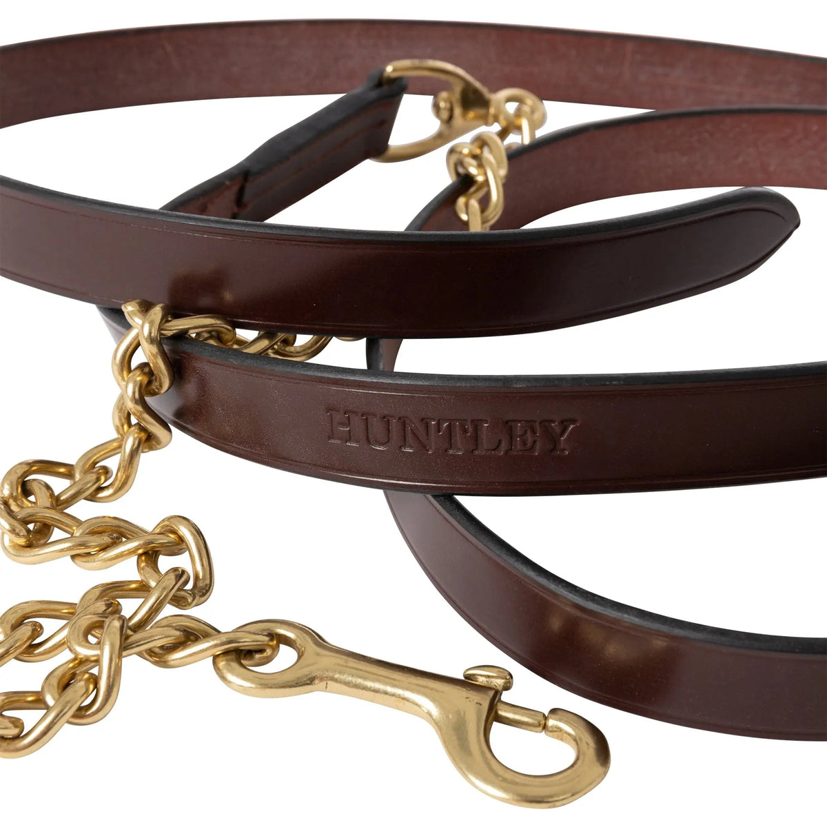 Huntley Equestrian English Leather Lead with Brass Chain