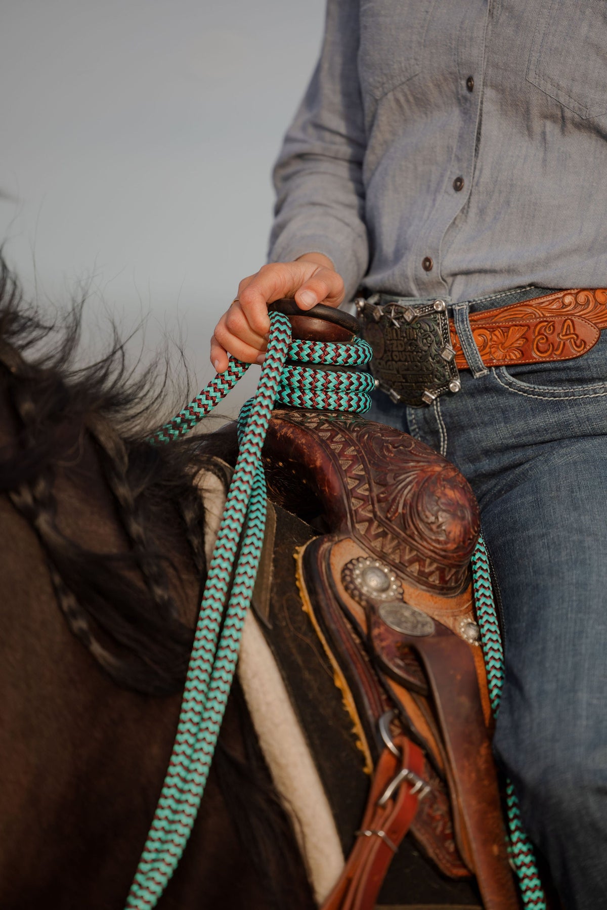Andrea Equine 22 ft Mecate Reins, Hand Spliced