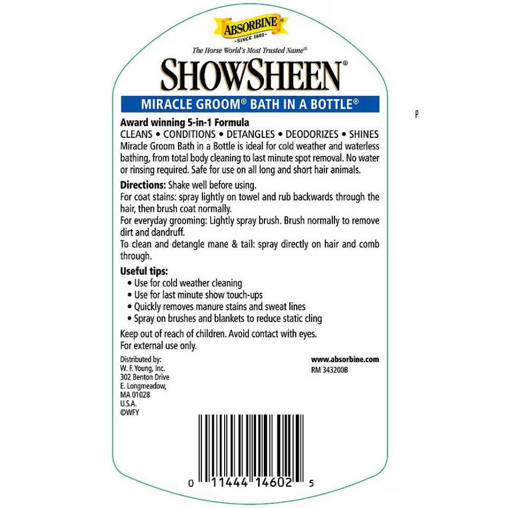 Absorbine ShowSheen Miracle Groom Waterless Bath Spray, 32 oz
