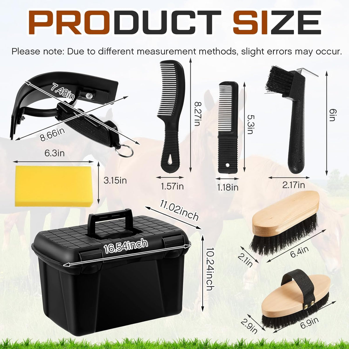 8 Piece Horse Grooming Kit with Tote Box