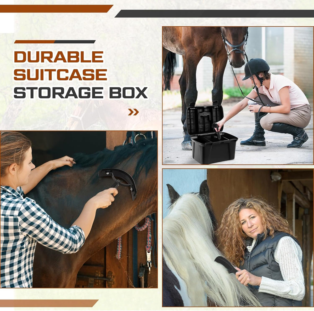 8 Piece Horse Grooming Kit with Tote Box