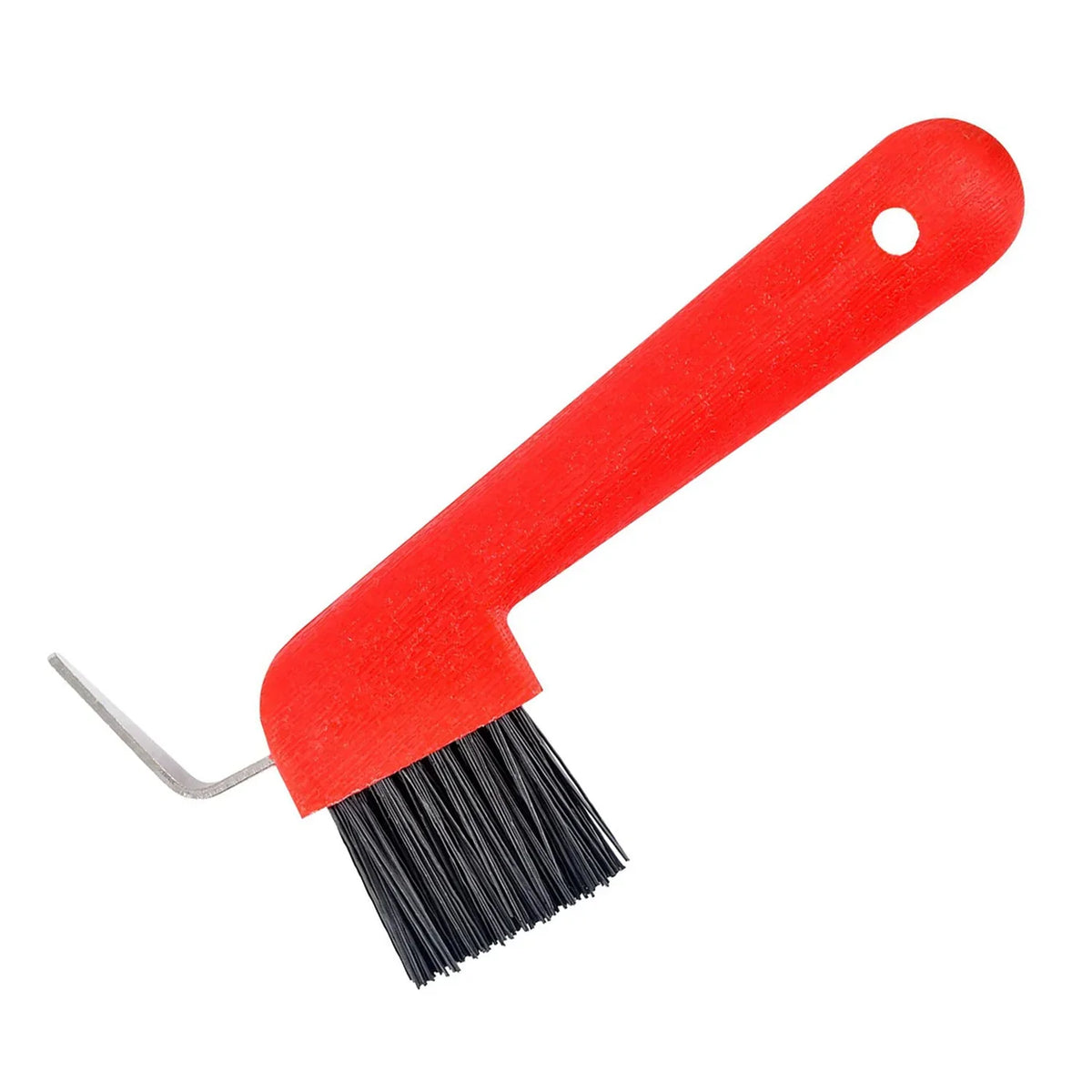 Hoof Pick with Stiff Brush, Rubber Grip, Red or Blue