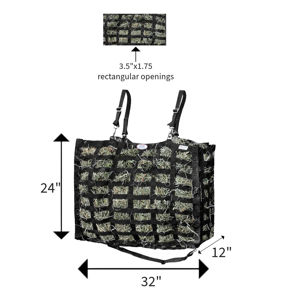 4 Sided Slow Feeder Hay Bag, 1 Bale, 3.5 x 1.75 in Openings