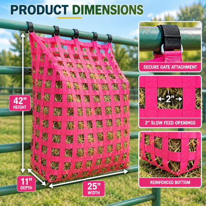 Gate Mount Slow Feed Hay Feeder, 2 in Openings
