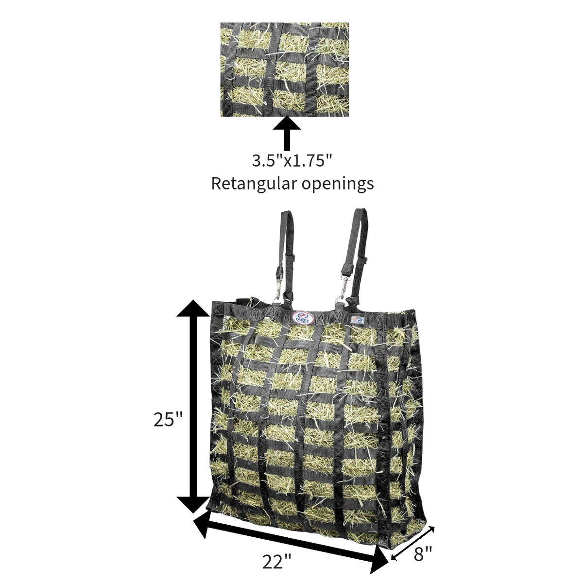 4 Sided Slow Feeder Hay Bag, 1.75 x 3.5 in Openings