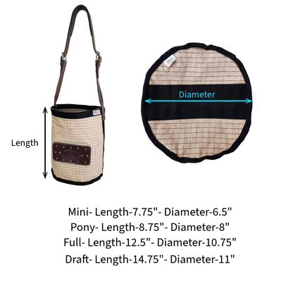Canvas Feed Bag with Padded Leather Crown, No Spill