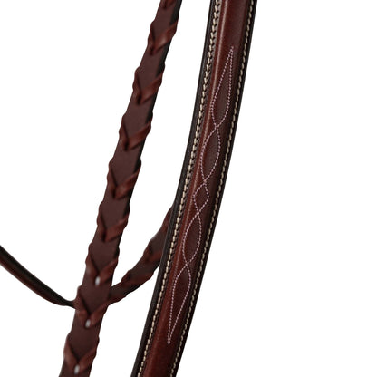 Fancy Stitched Laced Leather Schooling Reins