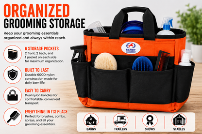 Nylon Grooming Tote with 6 Pockets by Derby Originals