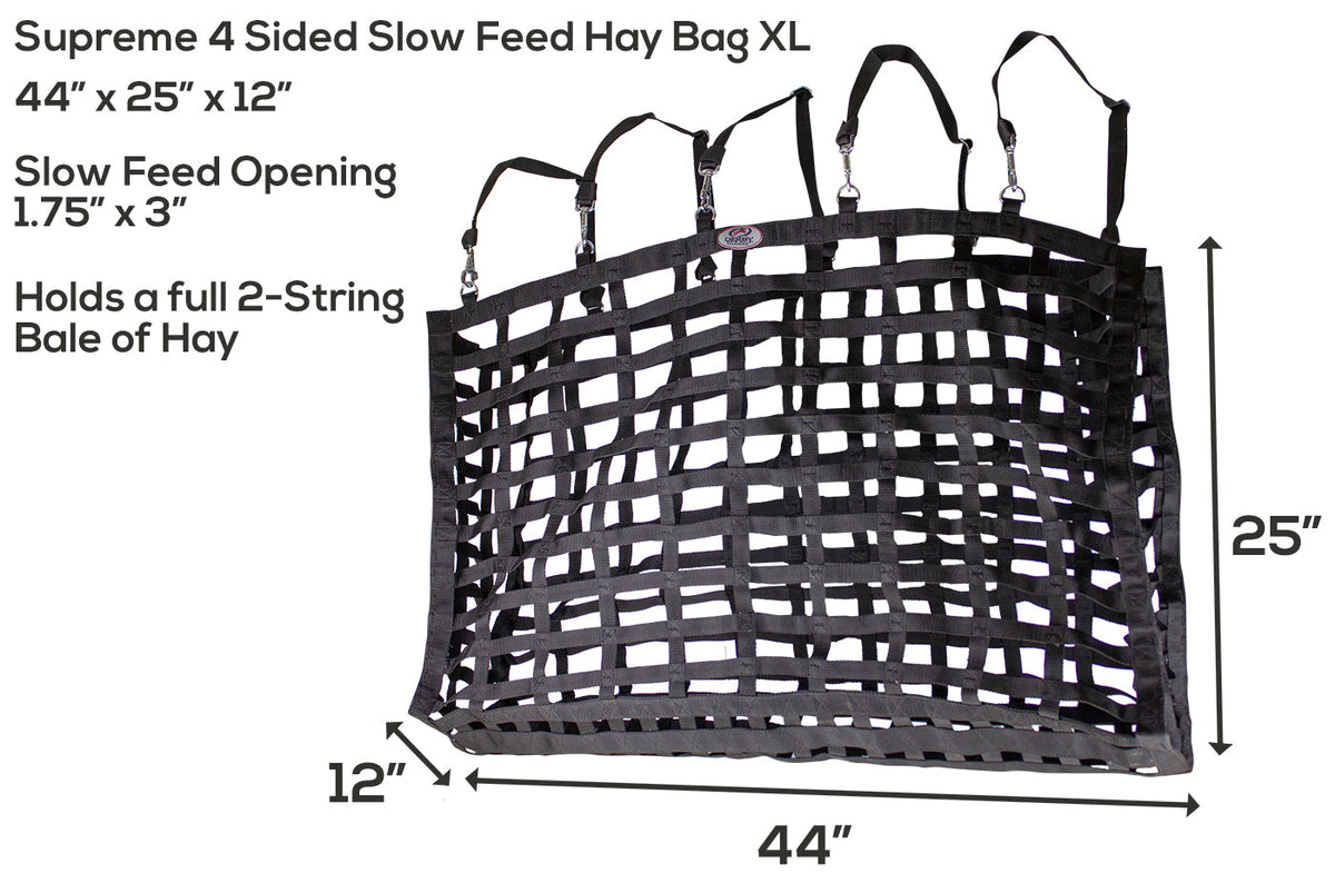 XL 4 Sided Slow Feeder Hay Bag, 1.75 x 3.5 in Openings