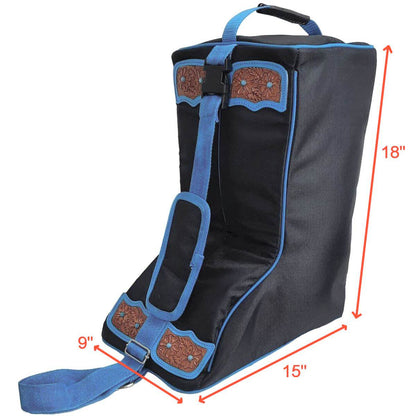 Western Boot Bag with Tooled Leather, Turquoise Flower