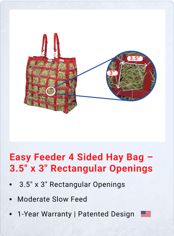 4 Sided Easy Feeder Hay Bag, 3.5 x 3 in Openings