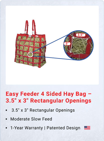 4 Sided Easy Feeder Hay Bag, 3.5 x 3 in Openings
