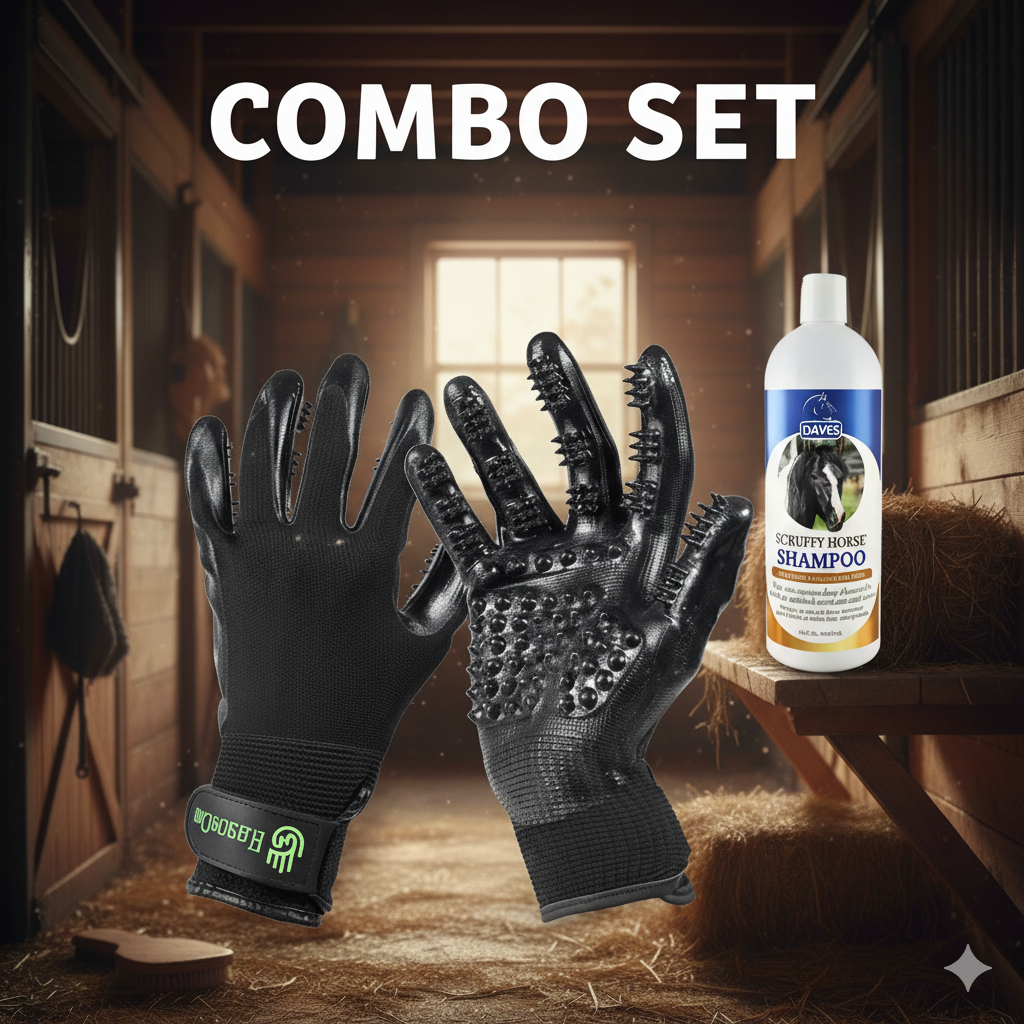 Davis Scruffy Horse Shampoo and HandsOn Gloves Bath Kit