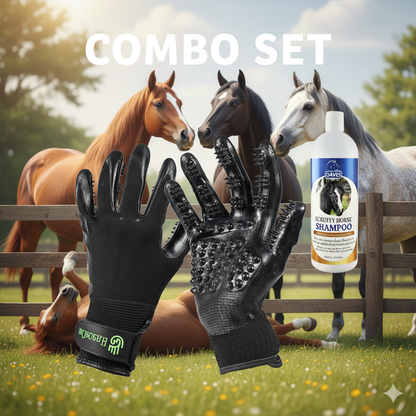Davis Scruffy Horse Shampoo and HandsOn Gloves Bath Kit