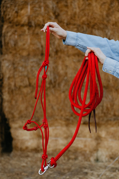 Andrea Equine 4 Knot Rope Halter and 14 ft Lead Set