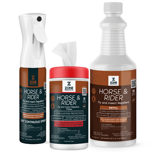 Zone Horse & Rider Fly Repellent Starter Pack: Spray, Refill and Wipes