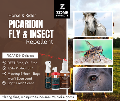Zone Horse & Rider Fly Repellent Starter Pack: Spray, Refill and Wipes