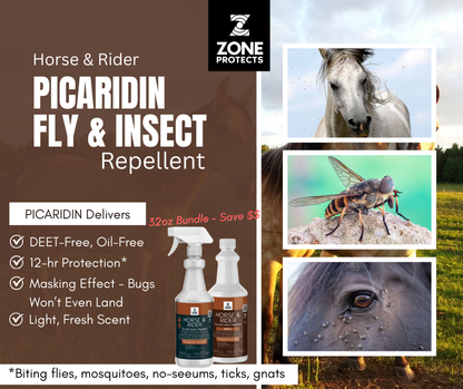 Zone Horse & Rider Fly Repellent, 32 oz Spray plus 32 oz Refill