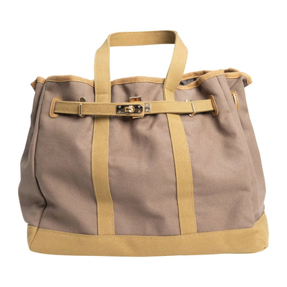 Canvas Barn Tote with Gold Hardware, Tan
