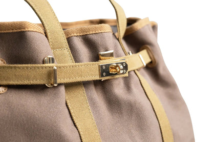 Canvas Barn Tote with Gold Hardware, Tan
