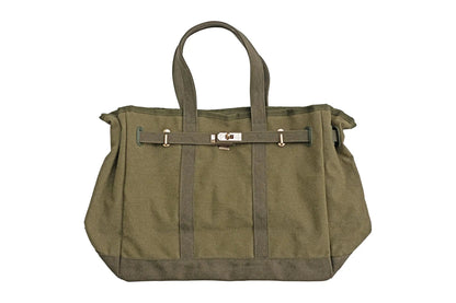 Canvas Barn Tote with Gold Hardware, Military Olive
