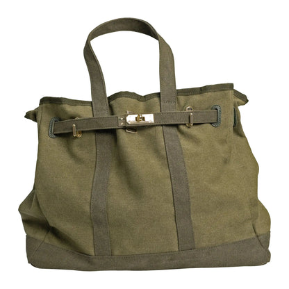 Canvas Barn Tote with Gold Hardware, Olive Green