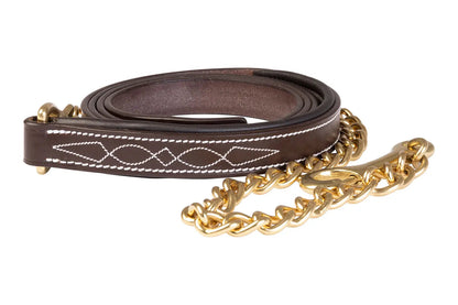 Huntley Equestrian English Leather Lead with Brass Chain
