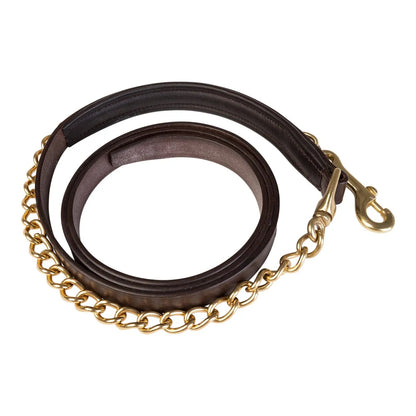 Huntley Equestrian English Leather Lead with Brass Chain
