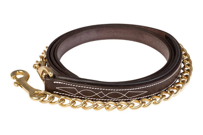 Huntley Equestrian English Leather Lead with Brass Chain