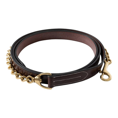Huntley Equestrian English Leather Lead with Brass Chain