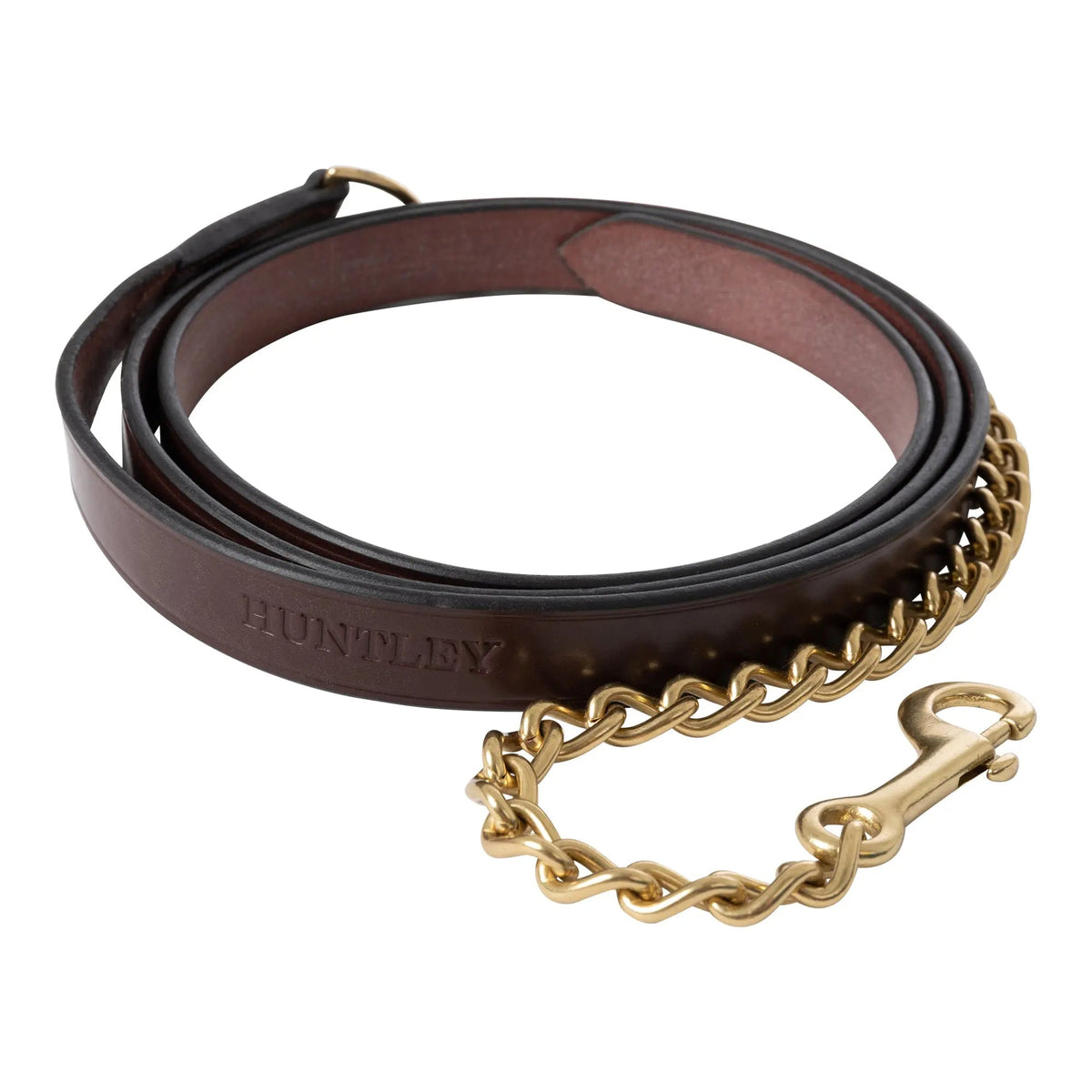 Huntley Equestrian English Leather Lead with Brass Chain
