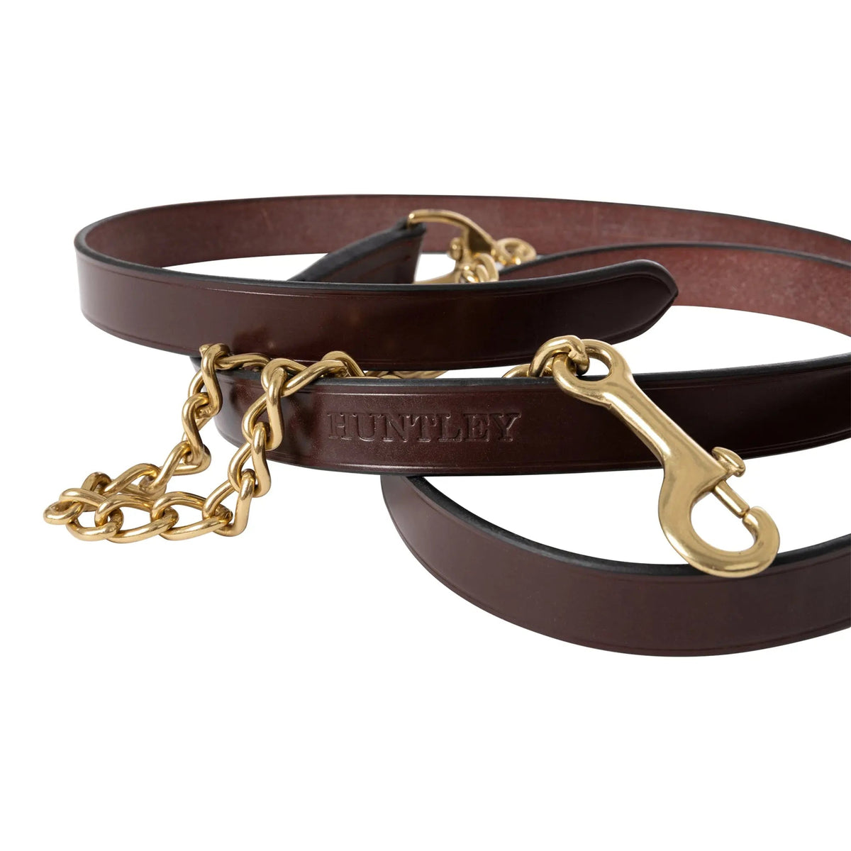 Huntley Equestrian English Leather Lead with Brass Chain