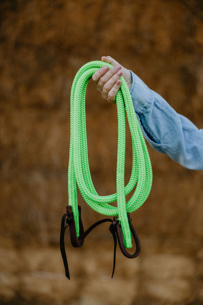 10 ft Rope Reins with Leather Water Loops