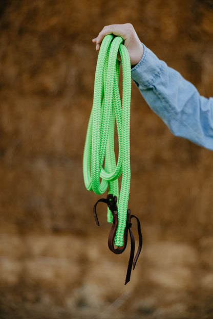 10 ft Rope Reins with Leather Water Loops