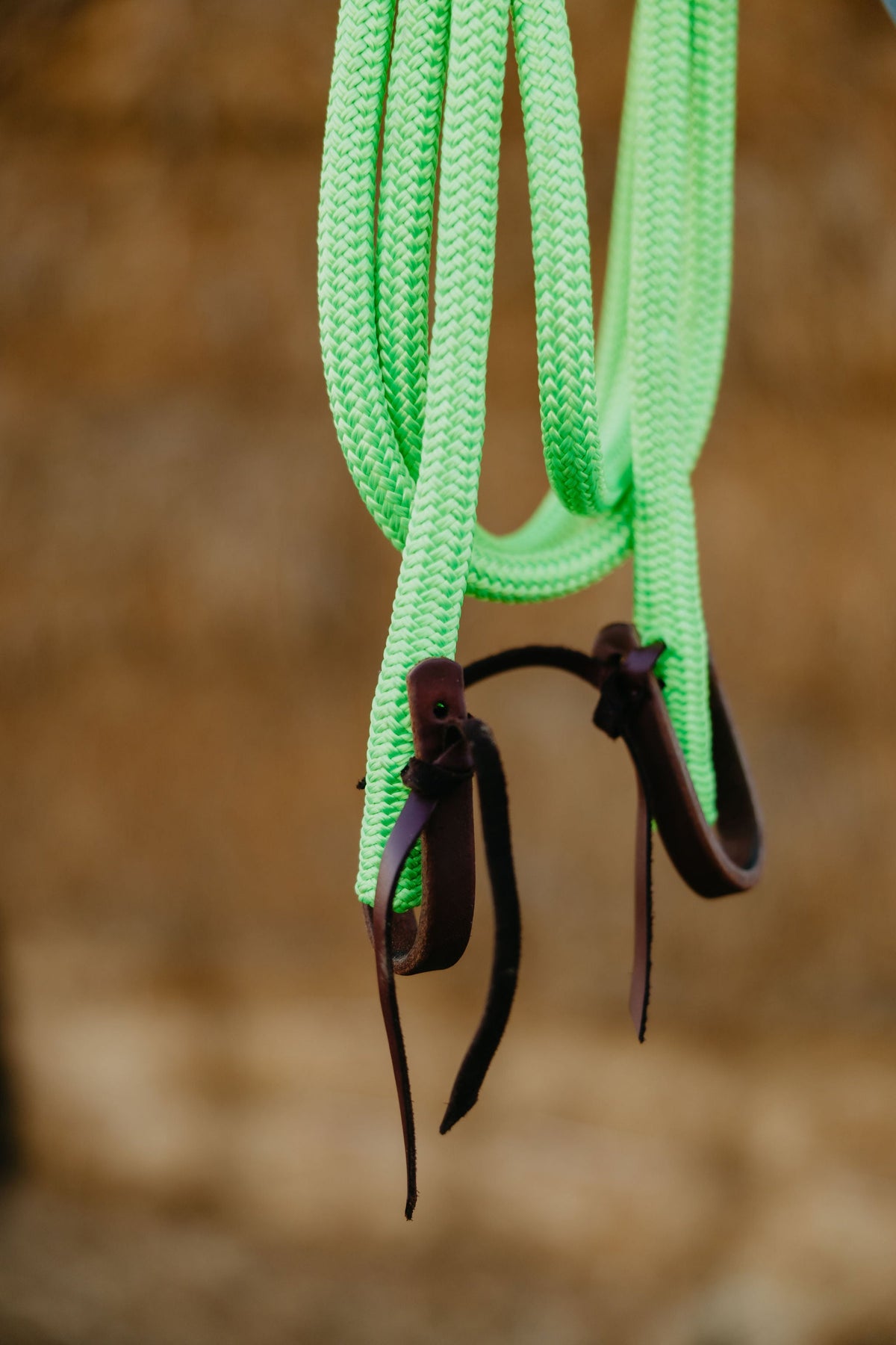 10 ft Rope Reins with Leather Water Loops