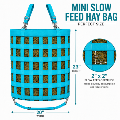 Tahoe Mini Slow Feed Hay Bag, 4 Sided, 2 in Openings