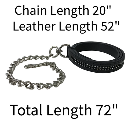 Derby Originals Crystal Inlay Leather Lead with Chain, 72 in
