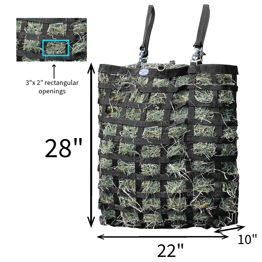 3 Sided Slow Feeder Hay Bag, 3 x 2 in Openings