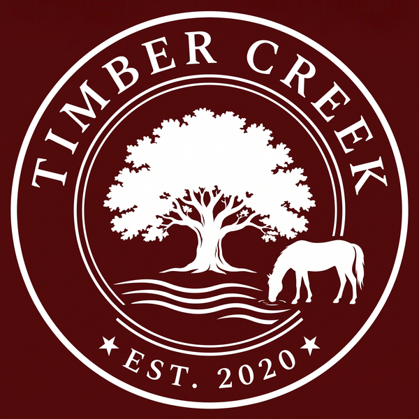 Timber Creek crest logo with creek and horse